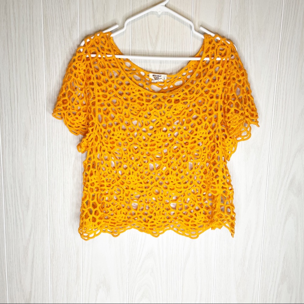 Miss Kelly 1999 Orange Crochet Top Size Large